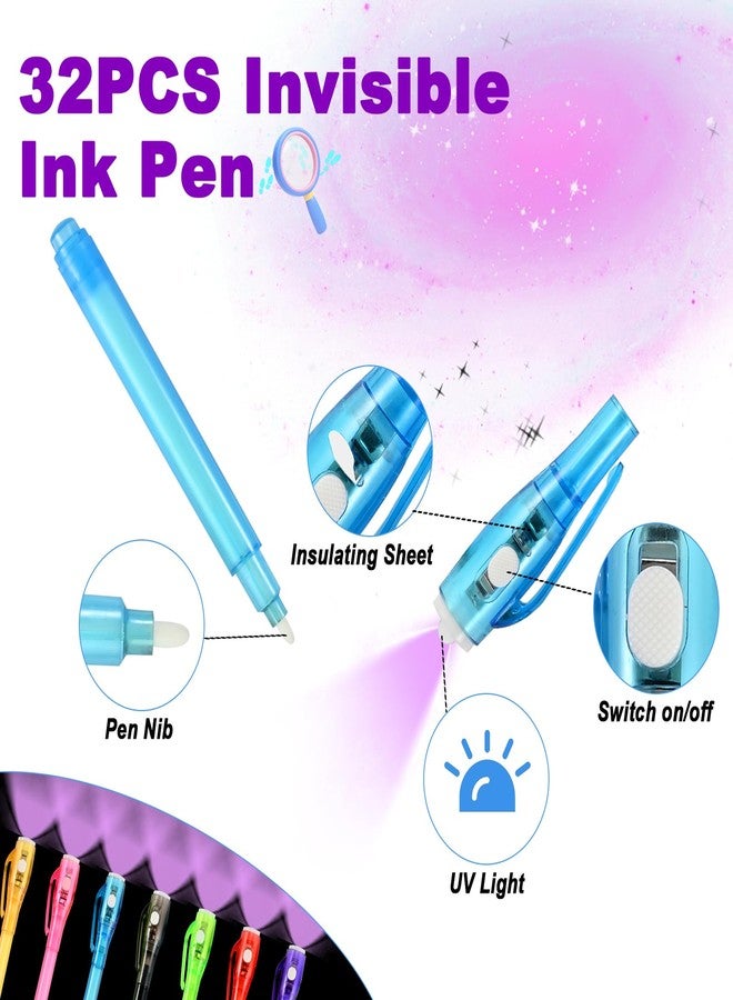 Goldge Invisible Ink Pens with UV Light for Kids, 32PCS Valentine’s Gifts for Kids, Party Favors,Spy Pen for Secret Message, Escape Room, Perfect for Birthdays, Easter, Christmas & Stocking Stuffers - Image 2